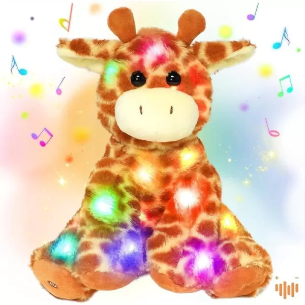 Hopearl LED Musical Stuffed Giraffe Lighting Up Singing Plush Toy Adjustable Volume Lullaby Animated Soothe Birthday Festival for Kids Toddlers Boys Girls Orange 11