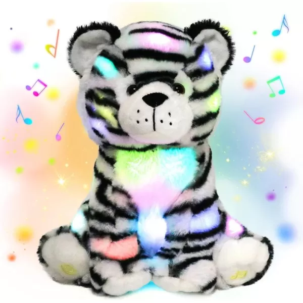 Hopearl LED Musical Stuffed Tiger Lighting Up Singing Plush Toy Adjustable Volume Lullaby Animated Soothe Birthday Festival for Kids Boys Girls 11