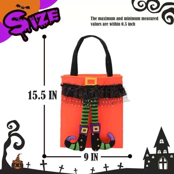 Hopearl Halloween Faerie Bag with Handle Felt Tote Bag Candy Holder Trick or Treat Gift Bags for Kids Halloween Boo Spooky Baskets Candy Bags Snacks Bucket Goodie Bags Holiday Festival Costume Party Supplies Orange 155