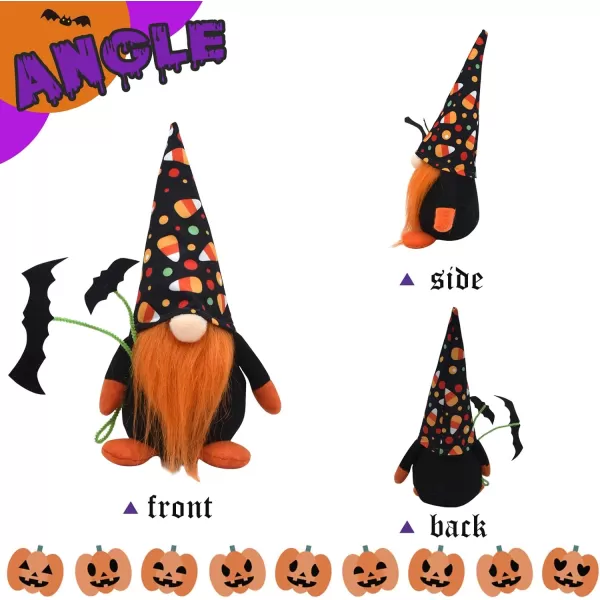 Hopearl Halloween Gnomes 2 Pcs Fall Gnomes with Pumpkin Ornaments Swedish Gnome Faceless Dolls Home Desktop Collectible Doll Stuffed Decor Holiday Thanksgiving Day Table Ornaments 11