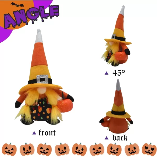 Hopearl Halloween Gnomes 2 Pcs Fall Gnomes with Pumpkin Ornaments Swedish Gnome Faceless Dolls Home Desktop Collectible Doll Stuffed Decor Holiday Thanksgiving Day Table Ornaments 11