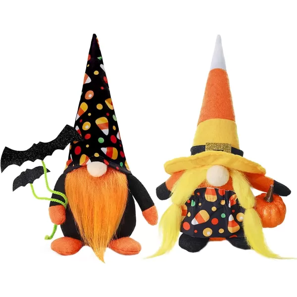 Hopearl Halloween Gnomes 2 Pcs Fall Gnomes with Pumpkin Ornaments Swedish Gnome Faceless Dolls Home Desktop Collectible Doll Stuffed Decor Holiday Thanksgiving Day Table Ornaments 11