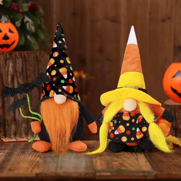 Hopearl Halloween Gnomes 2 Pcs Fall Gnomes with Pumpkin Ornaments Swedish Gnome Faceless Dolls Home Desktop Collectible Doll Stuffed Decor Holiday Thanksgiving Day Table Ornaments 11