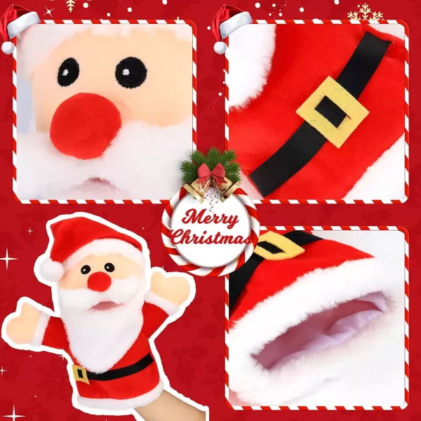 Hopearl Plush Christmas Santa Claus Hand Puppet with Open Movable Mouth for Imaginative Play Role Play Interactive Toy for Storytelling Teaching Puppet Theater Gift for Kids Boys Girls Red 16