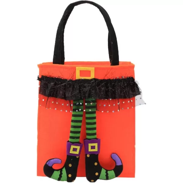 Hopearl Halloween Faerie Bag with Handle Felt Tote Bag Candy Holder Trick or Treat Gift Bags for Kids Halloween Boo Spooky Baskets Candy Bags Snacks Bucket Goodie Bags Holiday Festival Costume Party Supplies Orange 155