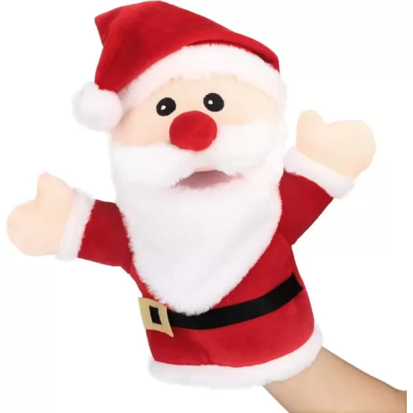 Hopearl Plush Christmas Santa Claus Hand Puppet with Open Movable Mouth for Imaginative Play Role Play Interactive Toy for Storytelling Teaching Puppet Theater Gift for Kids Boys Girls Red 16