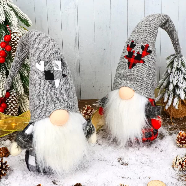 imageHopearl 2 Pcs Christmas Gnomes Plush Swedish Tomte Nisse Figurines Handmade Santa Claus Elf Home Desktop Collectible Doll Stuffed Decor Holiday Party Supplies Table Ornament 18