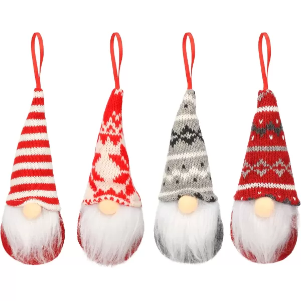 imageHopearl 4 pcs Little Swedish Gnome Christmas Tree Pendants Kit Xmas Tree Decorations Handmade Tomte Nisse Small Scandinavian Nordic Elf Doll Hanging Dcor Holiday Ornament Red 6