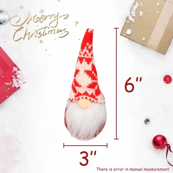 imageHopearl 4 pcs Little Swedish Gnome Christmas Tree Pendants Kit Xmas Tree Decorations Handmade Tomte Nisse Small Scandinavian Nordic Elf Doll Hanging Dcor Holiday Ornament Red 6