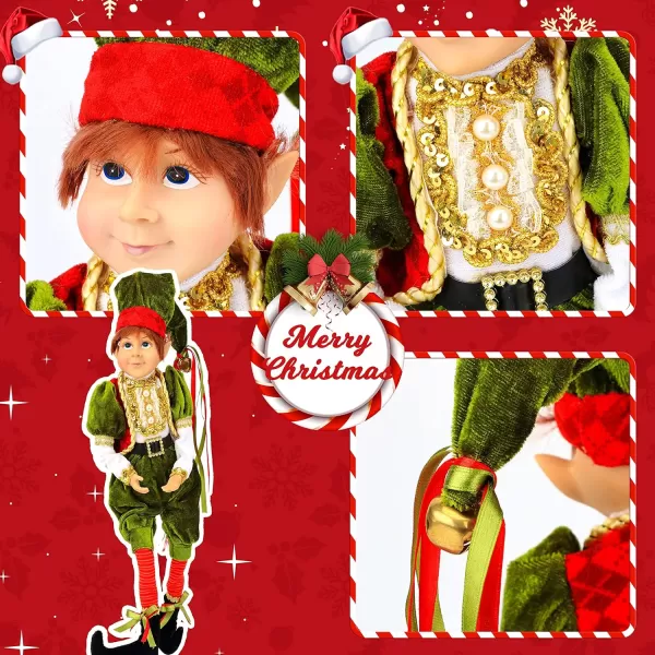 imageHopearl Christmas Posable Elf Figurines with Jingle Bells Home Collectible Realistic Vinyl Face Naughty Bendable Elf Doll Holiday Party Supplies Ornament 20