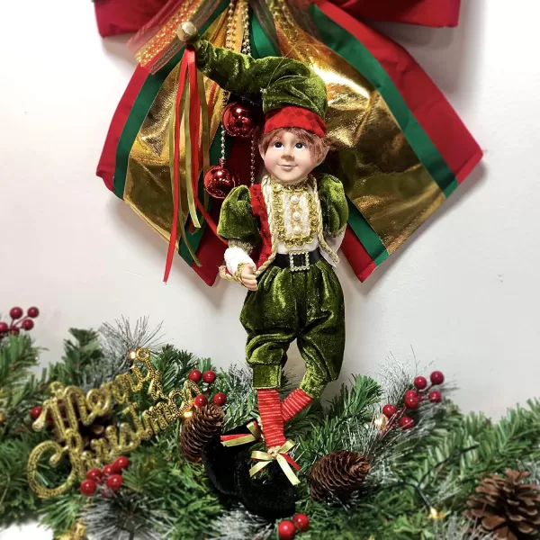 imageHopearl Christmas Posable Elf Figurines with Jingle Bells Home Collectible Realistic Vinyl Face Naughty Bendable Elf Doll Holiday Party Supplies Ornament 20