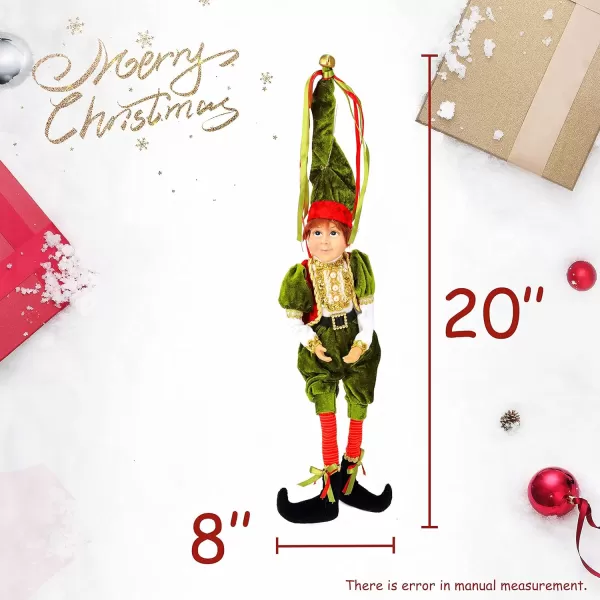 imageHopearl Christmas Posable Elf Figurines with Jingle Bells Home Collectible Realistic Vinyl Face Naughty Bendable Elf Doll Holiday Party Supplies Ornament 20