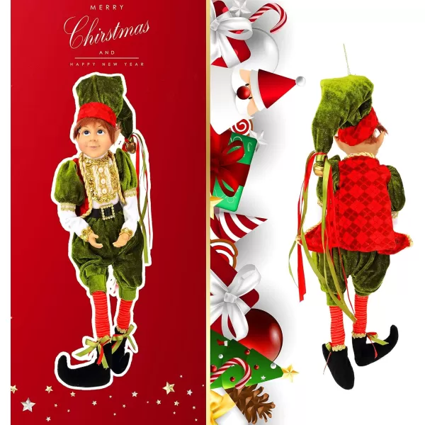 imageHopearl Christmas Posable Elf Figurines with Jingle Bells Home Collectible Realistic Vinyl Face Naughty Bendable Elf Doll Holiday Party Supplies Ornament 20