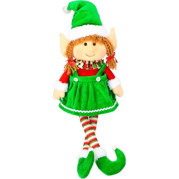 imageHopearl Handmade Adorable Christmas Girl Elf Doll for Holiday Plush Characters Fun Decorations and Toys for Kids Christmas Party Favors Holiday Decor Green 23