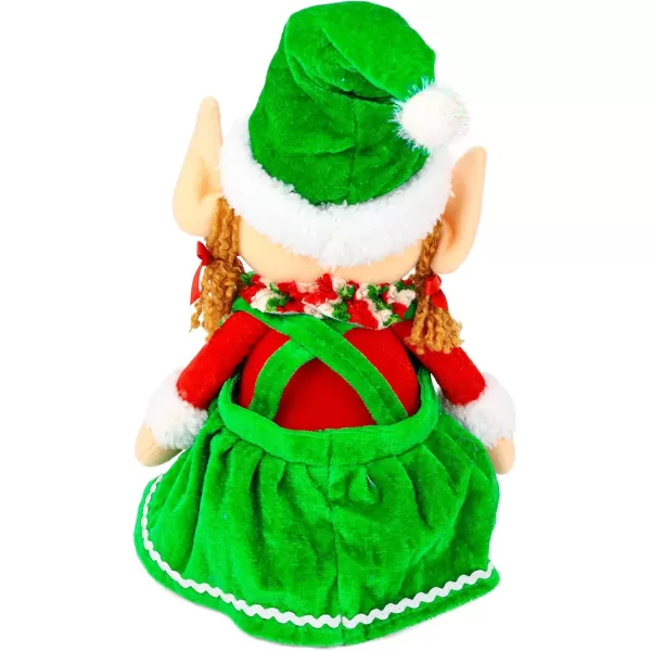 imageHopearl Handmade Adorable Christmas Girl Elf Doll for Holiday Plush Characters Fun Decorations and Toys for Kids Christmas Party Favors Holiday Decor Green 23