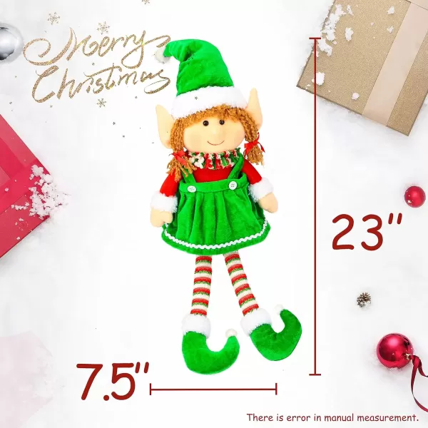 imageHopearl Handmade Adorable Christmas Girl Elf Doll for Holiday Plush Characters Fun Decorations and Toys for Kids Christmas Party Favors Holiday Decor Green 23