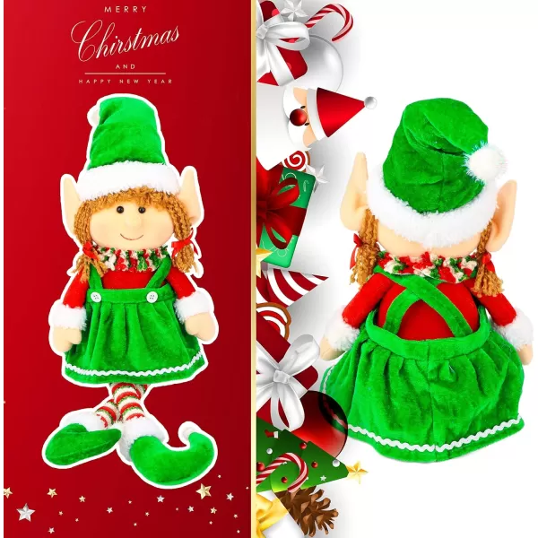 imageHopearl Handmade Adorable Christmas Girl Elf Doll for Holiday Plush Characters Fun Decorations and Toys for Kids Christmas Party Favors Holiday Decor Green 23