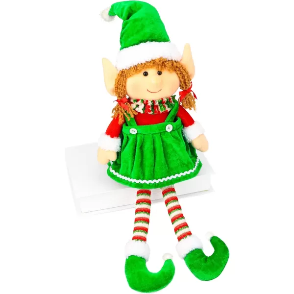 imageHopearl Handmade Adorable Christmas Girl Elf Doll for Holiday Plush Characters Fun Decorations and Toys for Kids Christmas Party Favors Holiday Decor Green 23