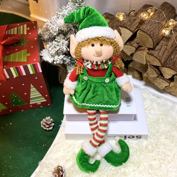 imageHopearl Handmade Adorable Christmas Girl Elf Doll for Holiday Plush Characters Fun Decorations and Toys for Kids Christmas Party Favors Holiday Decor Green 23