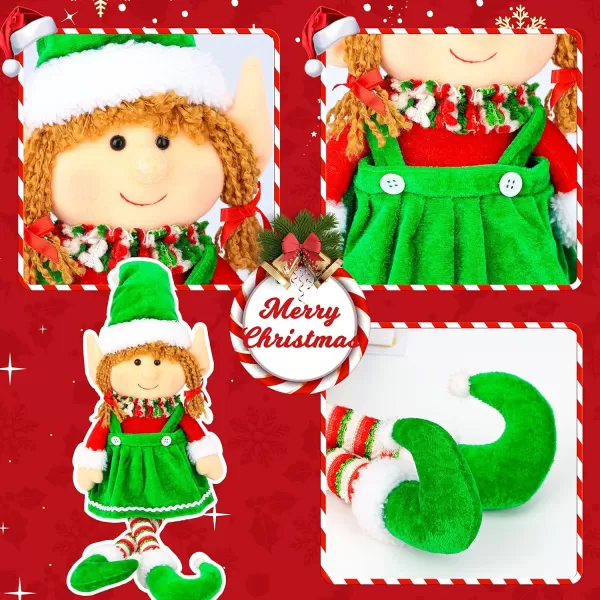 imageHopearl Handmade Adorable Christmas Girl Elf Doll for Holiday Plush Characters Fun Decorations and Toys for Kids Christmas Party Favors Holiday Decor Green 23