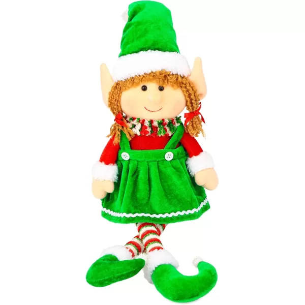 imageHopearl Handmade Adorable Christmas Girl Elf Doll for Holiday Plush Characters Fun Decorations and Toys for Kids Christmas Party Favors Holiday Decor Green 23