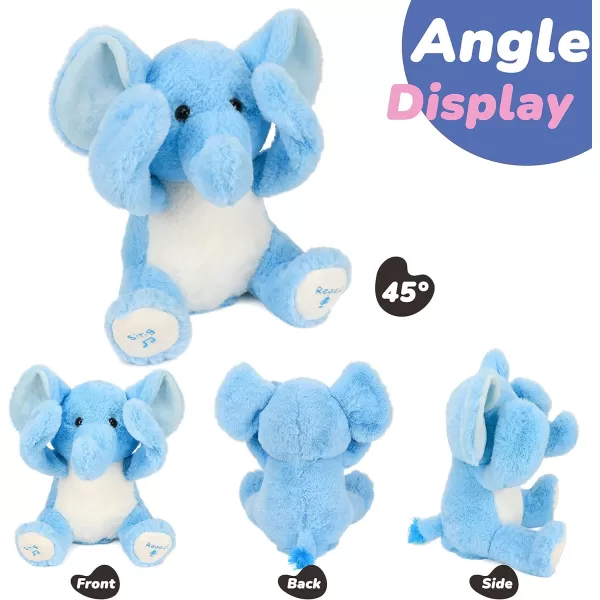 imageHopearl Peek A Boo Elephant Interactive Repeats What You Say Plush Elephish Toy Musical Singing Talking Stuffed Animal Adorable Electric Animate Birthday Festival Blue 115