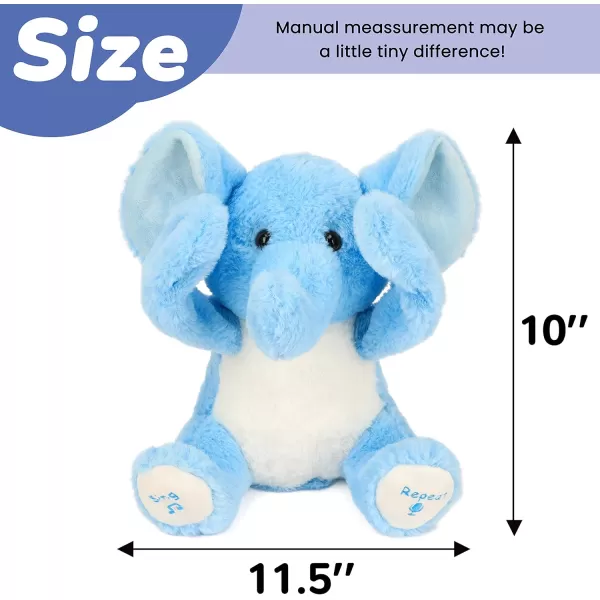 imageHopearl Peek A Boo Elephant Interactive Repeats What You Say Plush Elephish Toy Musical Singing Talking Stuffed Animal Adorable Electric Animate Birthday Festival Blue 115