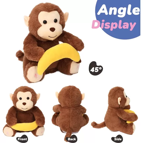 imageHopearl Peek A Boo Monkey with Banana Interactive Repeats What You Say Plush Toy Musical Singing Talking Stuffed Animal Adorable Electric Animate Birthday Festival Brown 11