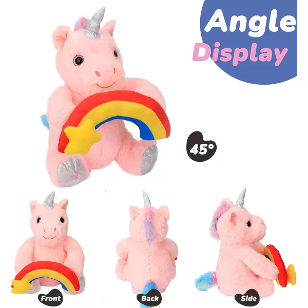 imageHopearl Peek A Boo Unicorn with Rainbow Interactive Repeats What You Say Plush Toy Musical Singing Talking Stuffed Animal Adorable Electric Animate Birthday Festival Pink 12