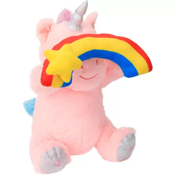 imageHopearl Peek A Boo Unicorn with Rainbow Interactive Repeats What You Say Plush Toy Musical Singing Talking Stuffed Animal Adorable Electric Animate Birthday Festival Pink 12