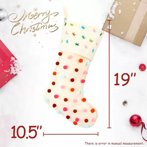 imageHopearl Pom Pom Christmas Stocking Boho Style Socks Ultra Soft Holders Ornament Luxury Gifts Bags for Family Xmas Tree Party Supplies Cream 18Style 1