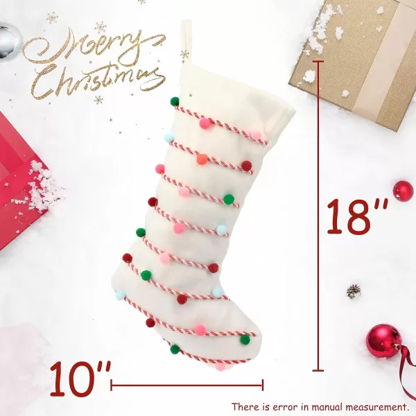 imageHopearl Pom Pom Christmas Stocking Boho Style Socks Ultra Soft Holders Ornament Luxury Gifts Bags for Family Xmas Tree Party Supplies Cream 18Style 2