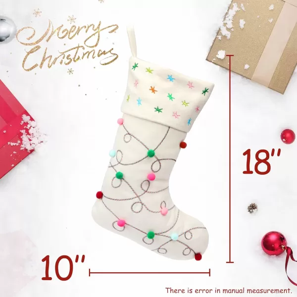 imageHopearl Pom Pom Christmas Stocking Boho Style Socks Ultra Soft Holders Ornament Luxury Gifts Bags for Family Xmas Tree Party Supplies Cream 18Style 3