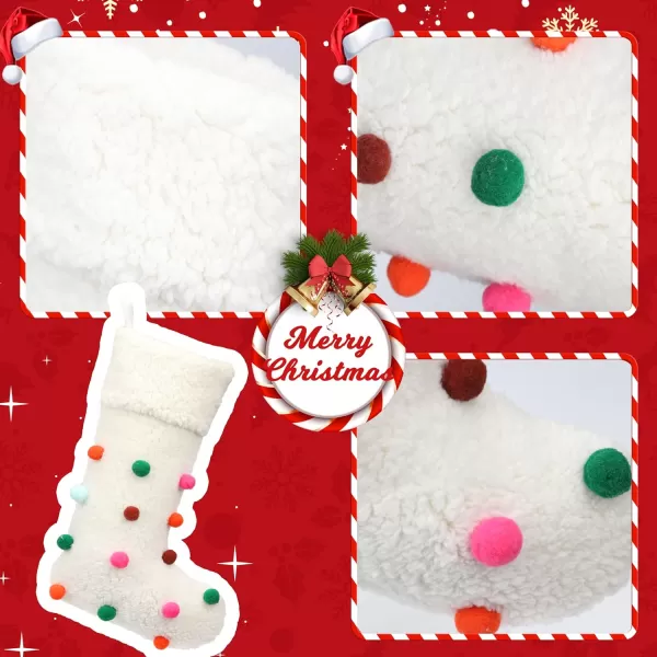 imageHopearl Pom Pom Christmas Stocking Boho Style Socks Ultra Soft Holders Ornament Luxury Gifts Bags for Family Xmas Tree Party Supplies Cream 18Style 5