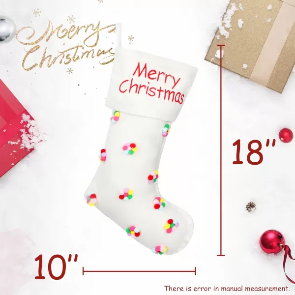 imageHopearl Pom Pom Christmas Stocking Boho Style Socks Ultra Soft Holders Ornament Luxury Gifts Bags for Family Xmas Tree Party Supplies Cream 18Style 6