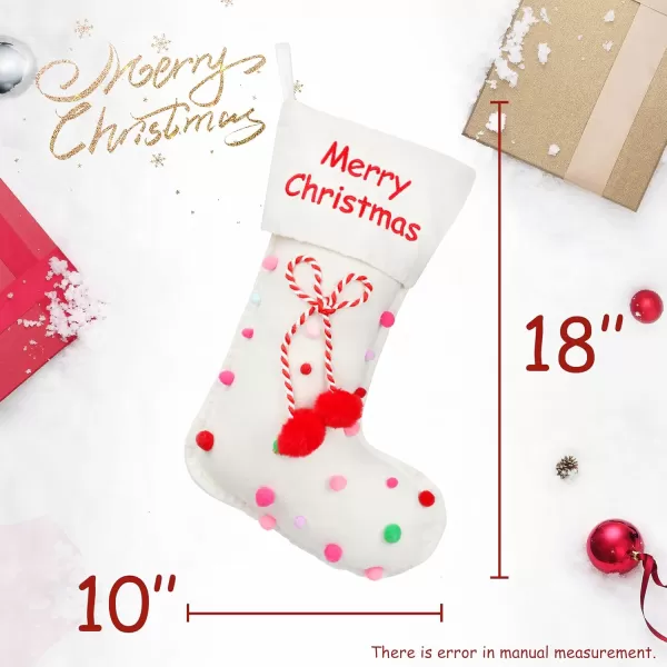 imageHopearl Pom Pom Christmas Stocking Boho Style Socks Ultra Soft Holders Ornament Luxury Gifts Bags for Family Xmas Tree Party Supplies Cream 18Style 9