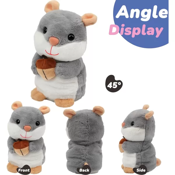 imageHopearl Talking Hamster Repeats What You Say Mouse with Pine Nodding Electric Interactive Animated Toy Speaking Plush Buddy Gifts for Toddlers Gray 7