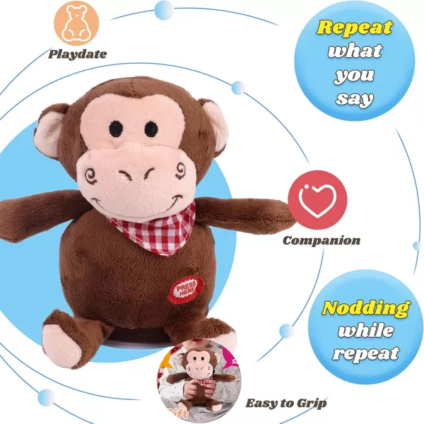 imageHopearl Talking Monkey Repeats What You Say Nodding Electric Interactive Animated Toy Speaking Plush Buddy Birthday Festival for Toddlers 65