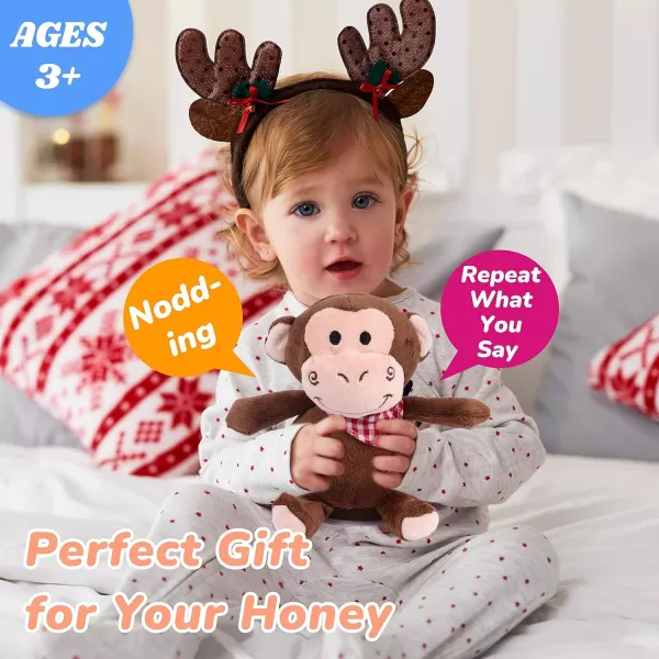 imageHopearl Talking Monkey Repeats What You Say Nodding Electric Interactive Animated Toy Speaking Plush Buddy Birthday Festival for Toddlers 65