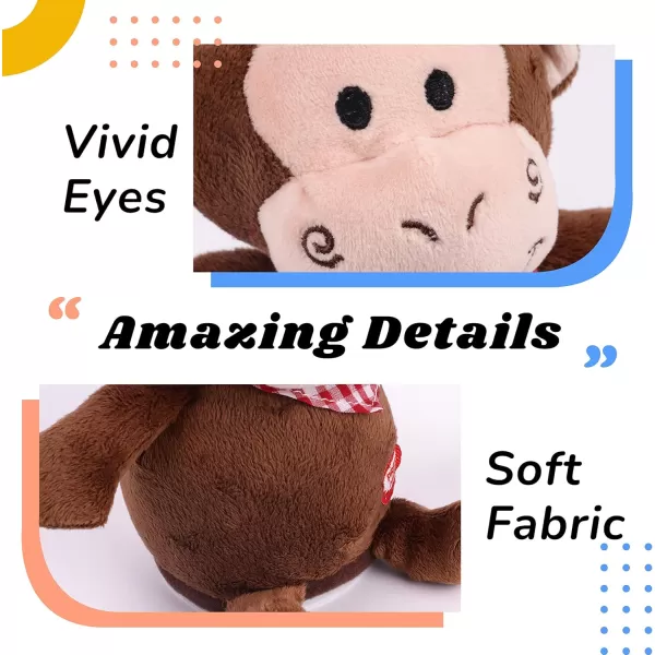 imageHopearl Talking Monkey Repeats What You Say Nodding Electric Interactive Animated Toy Speaking Plush Buddy Birthday Festival for Toddlers 65