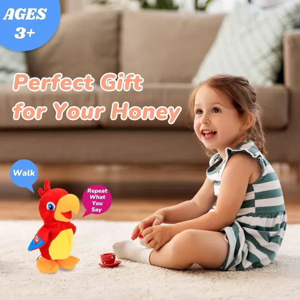 imageHopearl Talking Parrot Repeats What You Say Walking Electric Interactive Animated Toy Speaking Plush Buddy Birthday Festival for Toddlers Birthday 8