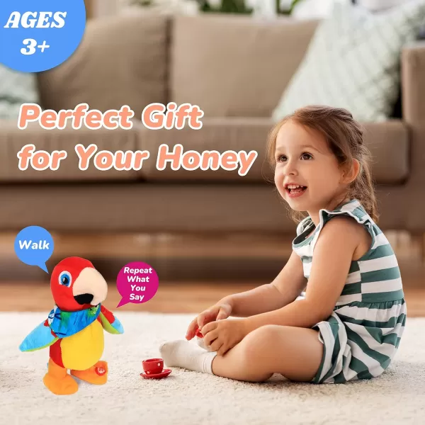 imageHopearl Talking Parrot Repeats What You Say Walking Electric Interactive Animated Toy Speaking Plush Buddy Gifts for Toddlers Birthday Festival Holiday 8