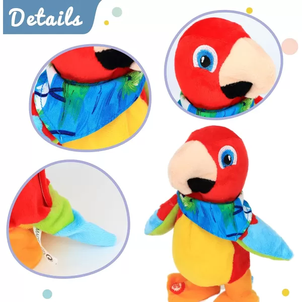 imageHopearl Talking Parrot Repeats What You Say Walking Electric Interactive Animated Toy Speaking Plush Buddy Gifts for Toddlers Birthday Festival Holiday 8