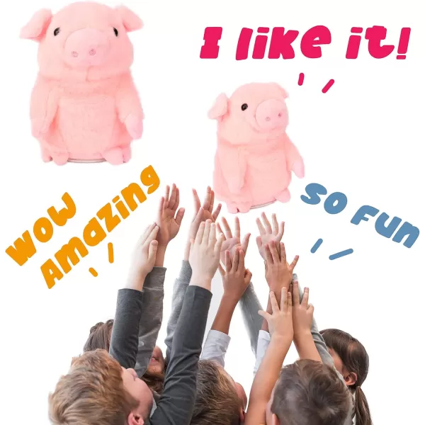 imageHopearl Talking Pig Repeats What You Say Piggy Nodding Electric Interactive Animated Toy Speaking Plush Buddy Gifts for Toddlers Pink 65