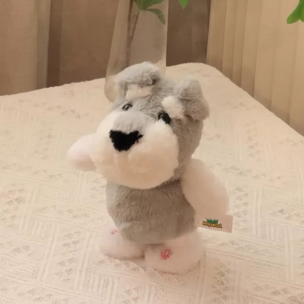 imageHopearl Talking Schnauzer Singing Dog Repeats What You Say Puppy Walking Electric Interactive Animated Toy Speaking Plush Buddy Gifts for Toddlers Gray 8