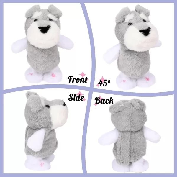 imageHopearl Talking Schnauzer Singing Dog Repeats What You Say Puppy Walking Electric Interactive Animated Toy Speaking Plush Buddy Gifts for Toddlers Gray 8