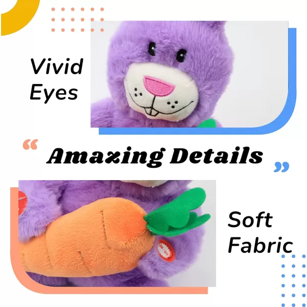 imageHopearl Talking Singing Bunny Repeats What You Say Rabbit Musical Shaking Head Electric Interactive Animated Toy Speaking Plush Buddy Gifts for Toddlers Purple 1505 Bunny