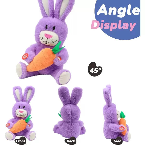 imageHopearl Talking Singing Bunny Repeats What You Say Rabbit Musical Shaking Head Electric Interactive Animated Toy Speaking Plush Buddy Gifts for Toddlers Purple 1505 Bunny