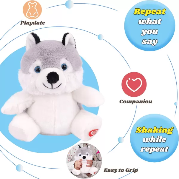 imageHopearl Talking Singing Bunny Repeats What You Say Rabbit Musical Shaking Head Electric Interactive Animated Toy Speaking Plush Buddy Gifts for Toddlers Purple 1503 Husky