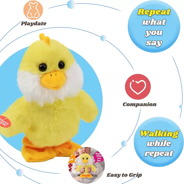 imageHopearl Talking Singing Chick Repeats What You Say Chicken Walking Electric Interactive Animated Toy Speaking Plush Buddy Gift for Toddlers Yellow 85